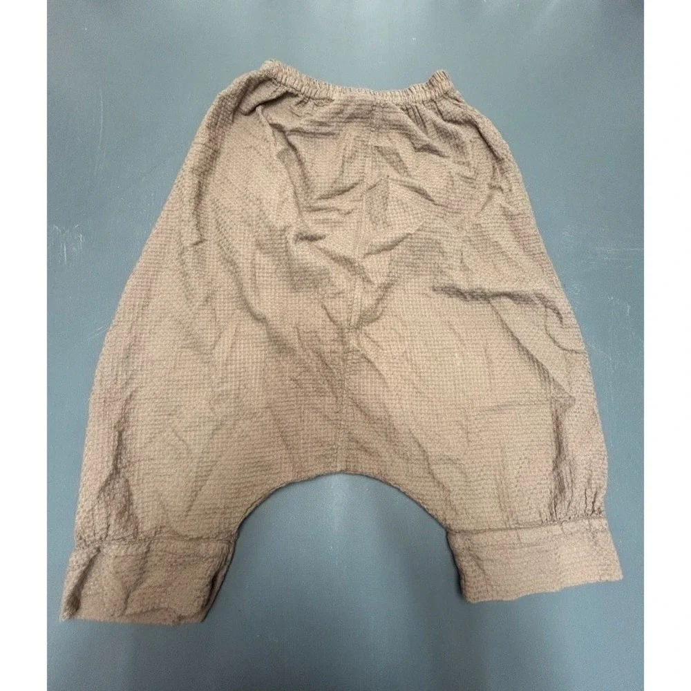 Cocoricooo Harem Pants Women's Medium Brown Textured Cotton Boho Lounge Elastic - Picture 3 of 8